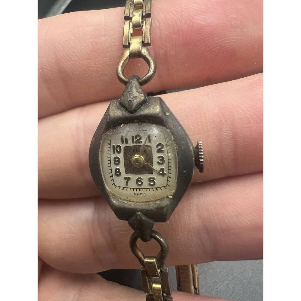 Vintage Rensie Swiss Made Art Deco Pendant Watch Running Mechanical Gold Tone